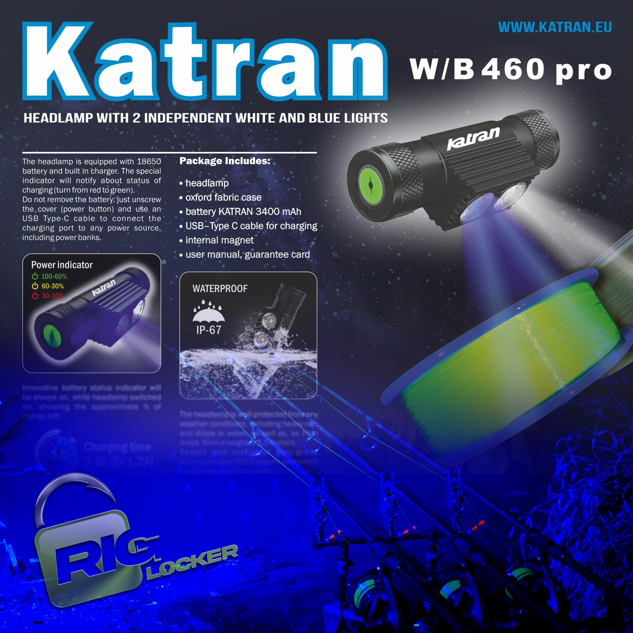 Katran - W/B 460 PRO Head Torch ⭐FREE POST OPTION AVAILABLE